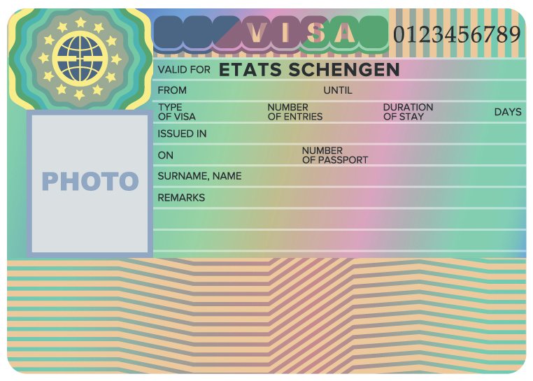 Schengen Visa Sticker Template сервис учета поездок